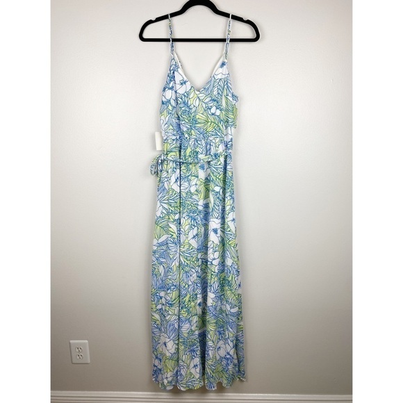 Lulu's Sunrise in Paradise Blue Multi Tropical Print Maxi Dress Size M NWT - Picture 8 of 15